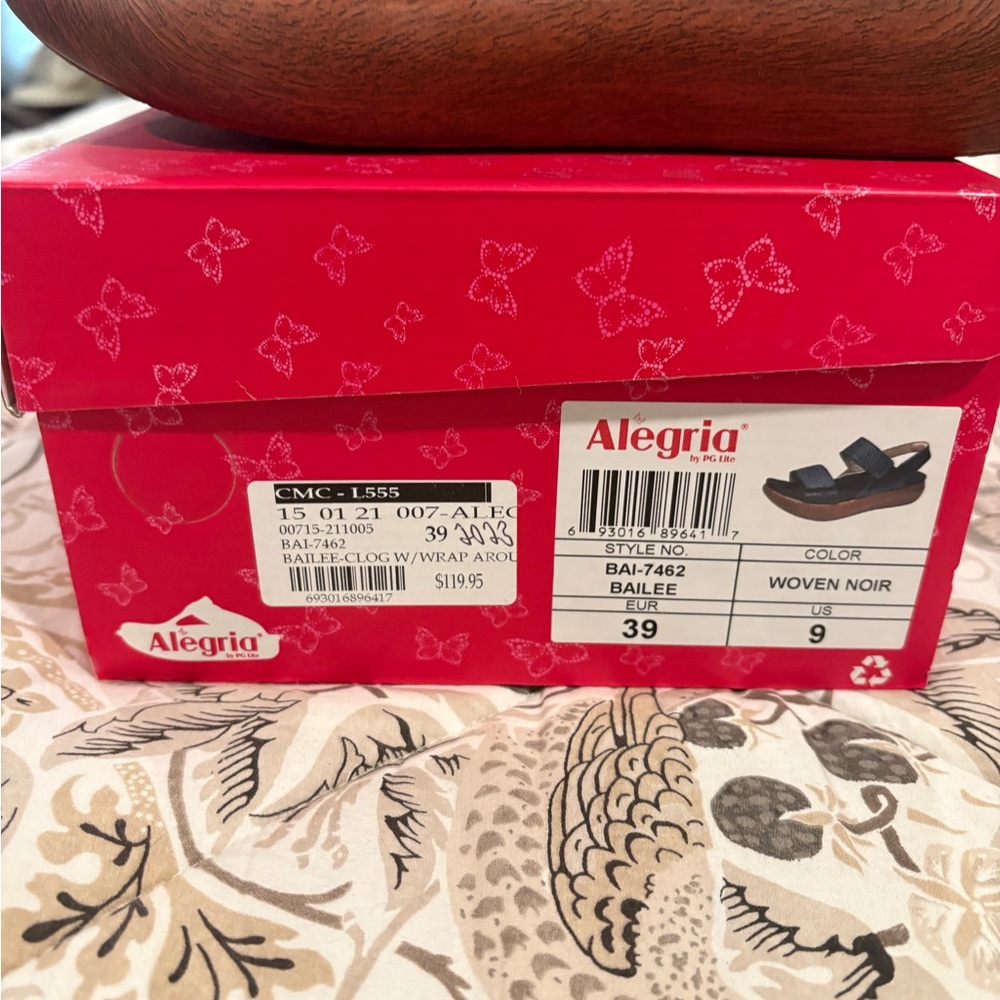 Alegria Black Textured Leather Platform Slingback Sandals - Picture 4 of 7